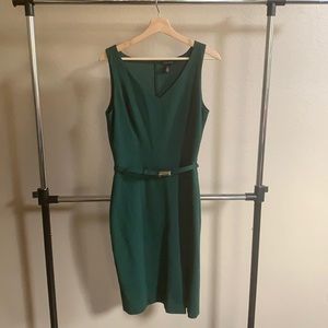 Emerald Green Sheath Dress with Belt